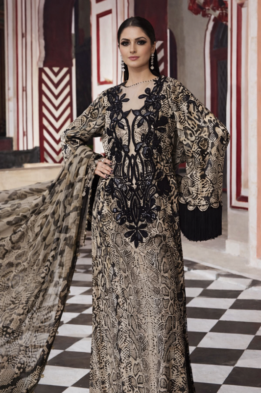 Maria B 02-A Leopard Luxe Printed Cambric Suit