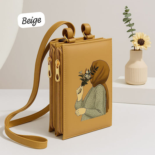Floral Girl Crossbody Bag – Beige
