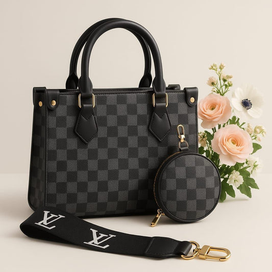 Signature Pattern Tote Bag Set – Grey