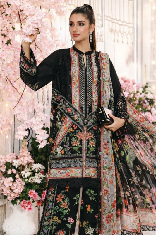 Maria B MPPE #10B Midnight Garden Embroidered Lawn Suit