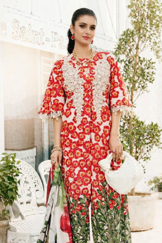 Maria B MPPE #6B Crimson Rose Printed Lawn Suit