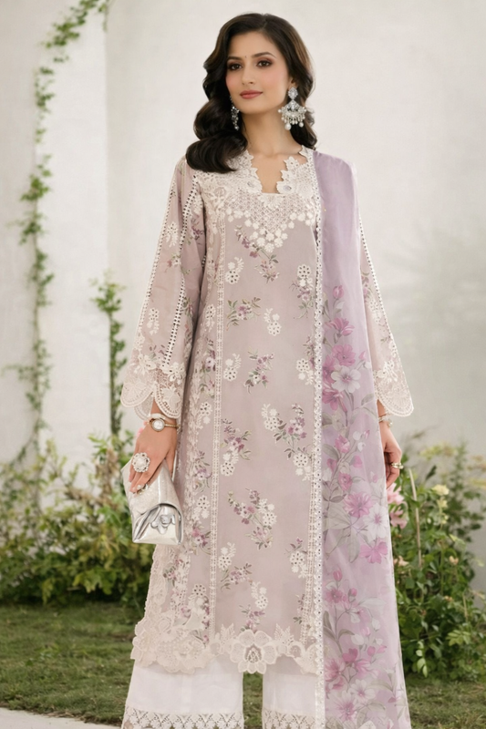Iznik Lilac Whisper Printed Lawn Suit