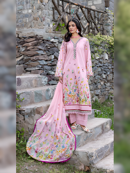 Blush Pink Floral Embroidered 3-Piece Suit