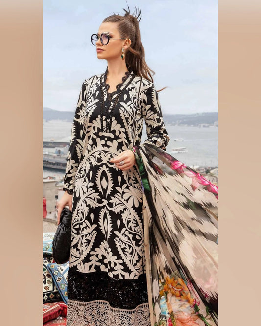 Maria B. 7B Floral Elegance Printed Lawn Suit