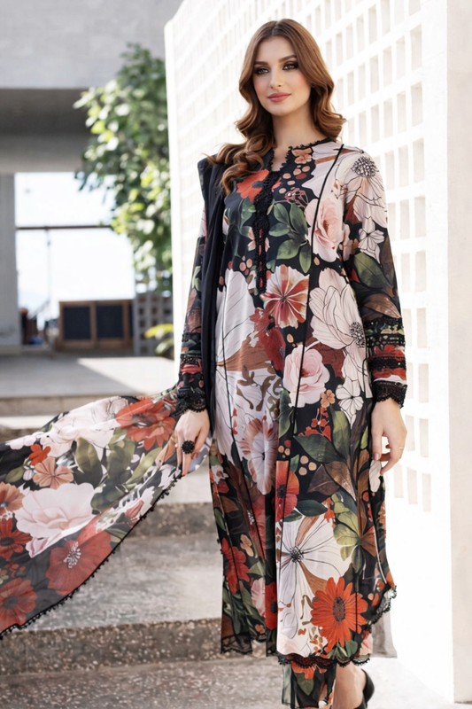Baroque Scarlet Passion Embroidered Lawn Suit