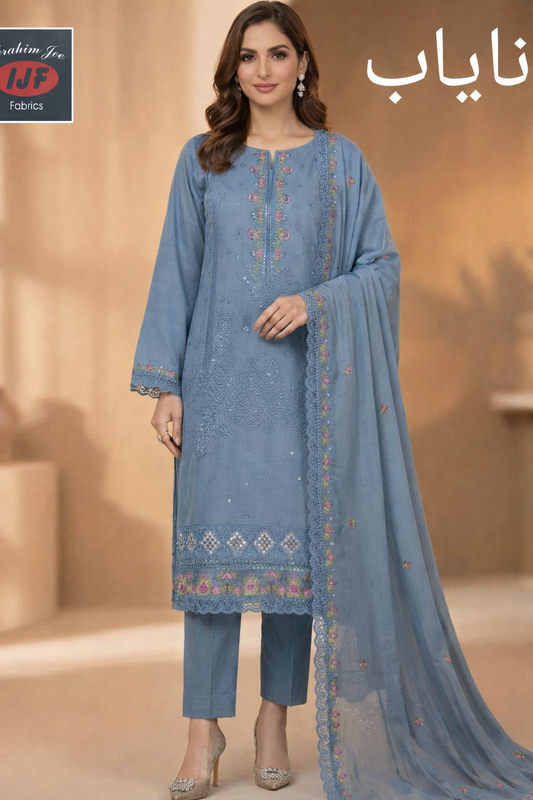 Nayab Mist – Festive Embroidered Cotton Suit