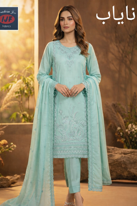 Nayab Mist – Luxury Embroidered Cotton Suit