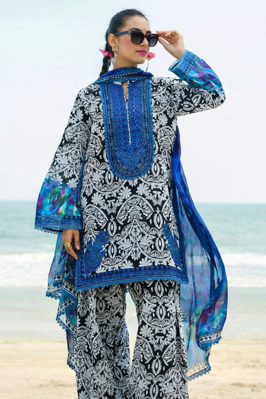Zainab Chottani Bella 07 Midnight Blue Embroidered Printed Suit