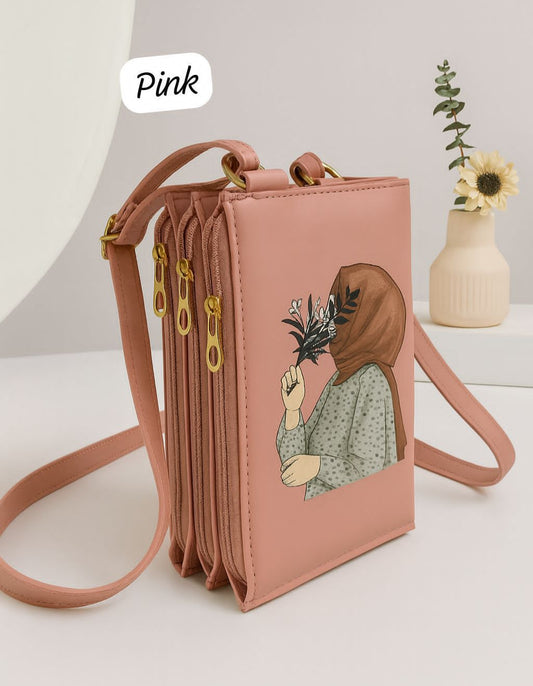 Floral Girl Crossbody Bag – Light Pink