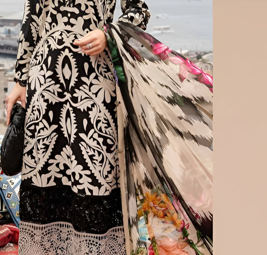 Maria B. 7B Floral Elegance Printed Lawn Suit