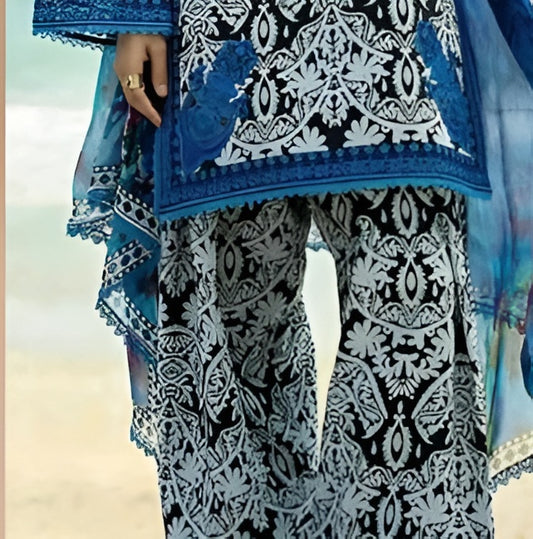 Zainab Chottani Bella 07 Midnight Blue Embroidered Printed Suit