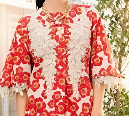 Maria B MPPE #6B Crimson Rose Printed Lawn Suit