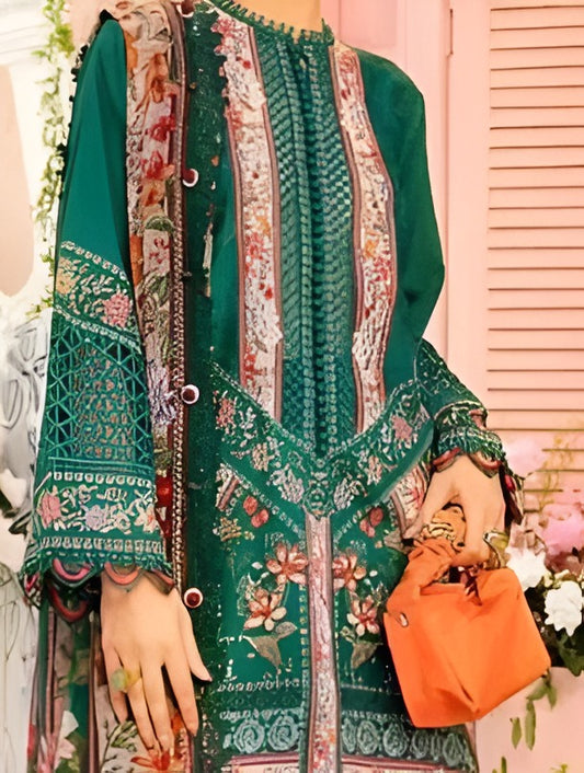 Maria B MPPE #10A Emerald Lace Embroidered Lawn Suit