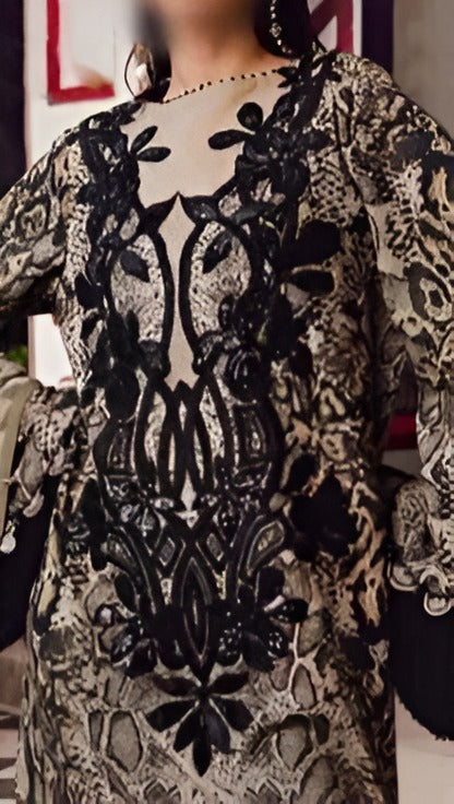 Maria B 02-A Leopard Luxe Printed Cambric Suit