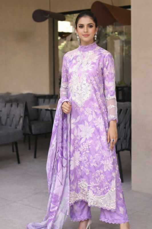 Aneela's Lavender Lace Printed Lawn Suit