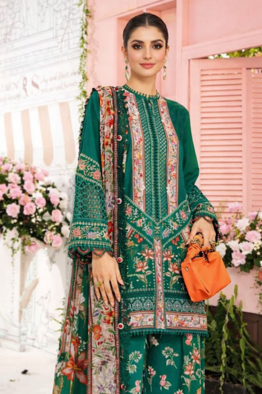 Maria B MPPE #10A Emerald Lace Embroidered Lawn Suit